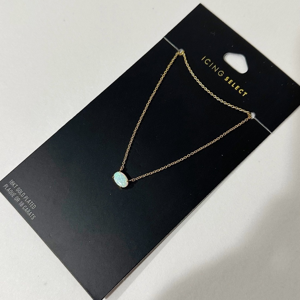 New Icing Select 18k Gold Plated Simulated Opal Multi-Strand Necklace Pendant